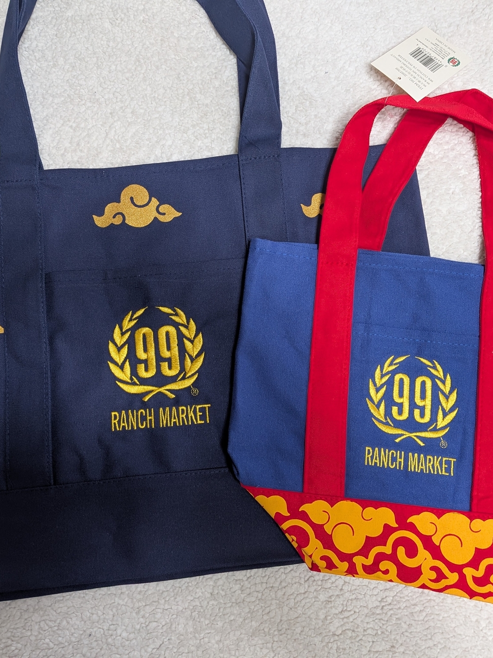 99 Ranch Canvas Tote Bags Set Of 2 Golden Bunny Design BNWT